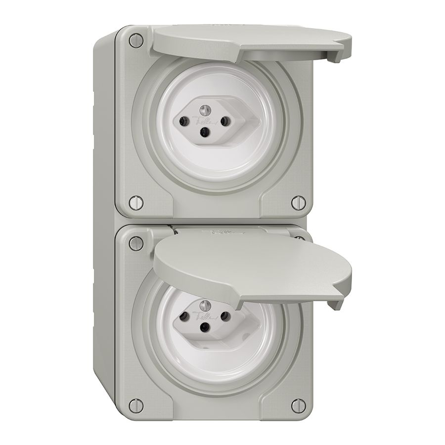 NAP-Kombination NEVO, 2×Steckdose Typ 13, lichtgrau