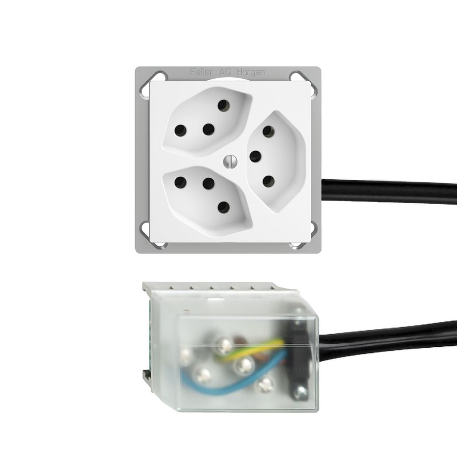 Prise INC EDIZIOdue 3×T13 L2 blanc pour câble plat Powerbus