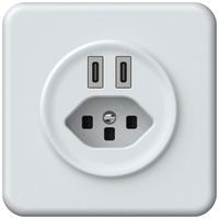 UP-USB-Ladesteckdose origin 2×USB-C 3000mA 5V mit Typ 23 weiss