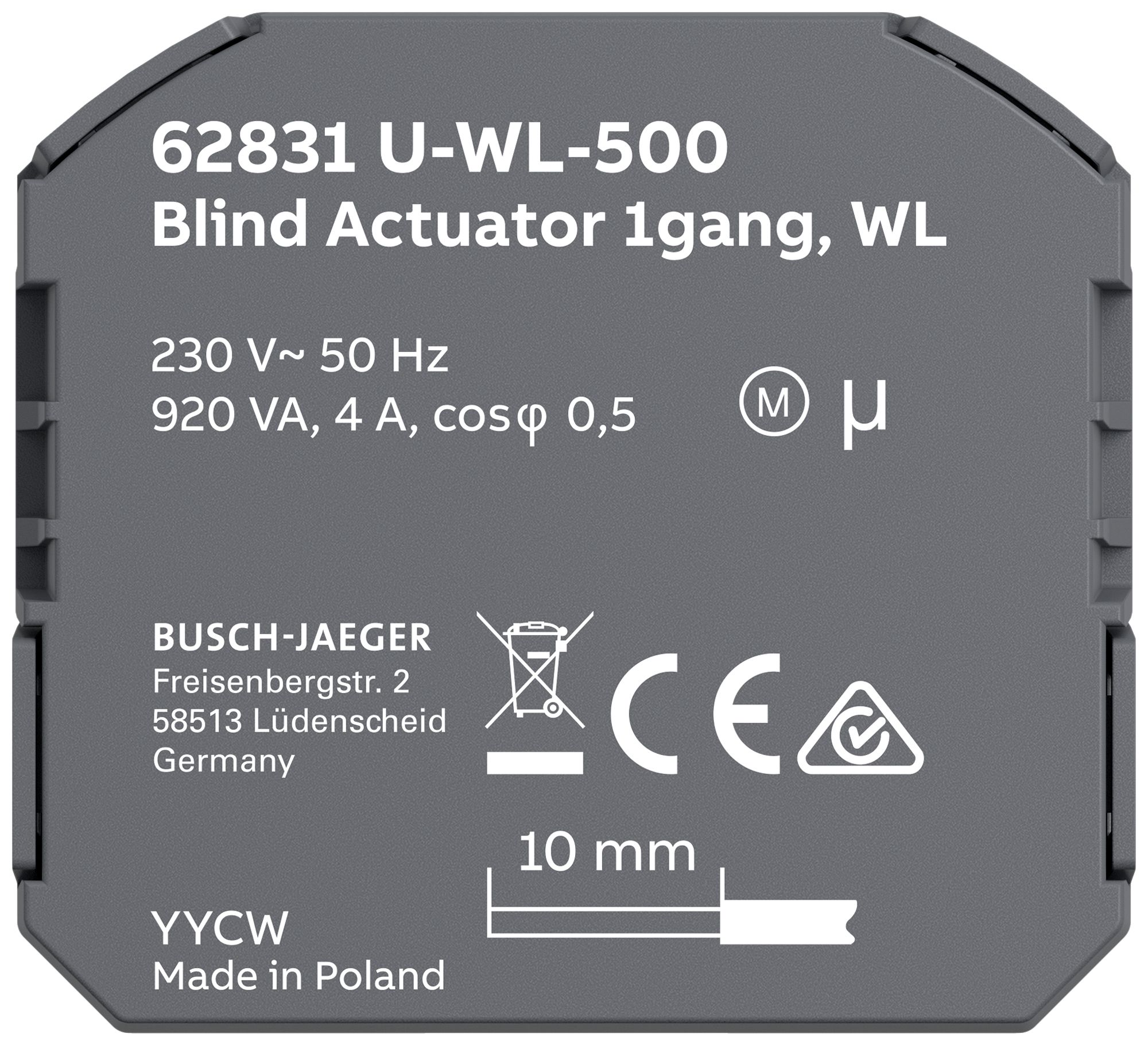 Attuatore per persiana INS RF ABB-free@home 62831 U-WL-500 1-volte 4A/230VAC