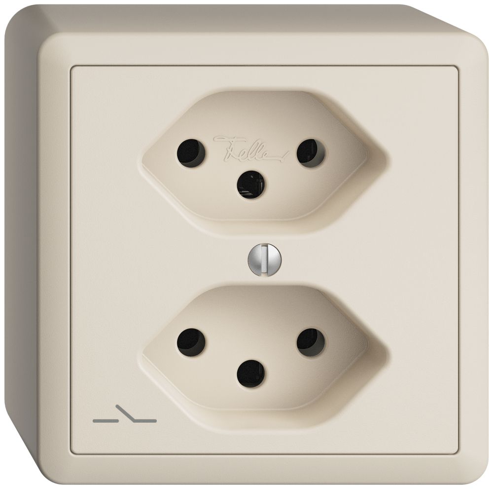 Prise AP EDIZIOdue 2×T13 crema 1×S, avec shutter