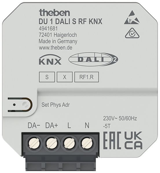 EB-Dimmaktor KNX Theben DU 1 S RF, Funk, DALI-2, 1 Kanal