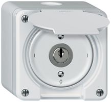 Interruttore a chiave AP robusto interruttore 3×1 polo 16A 250V 86×86mm bianco