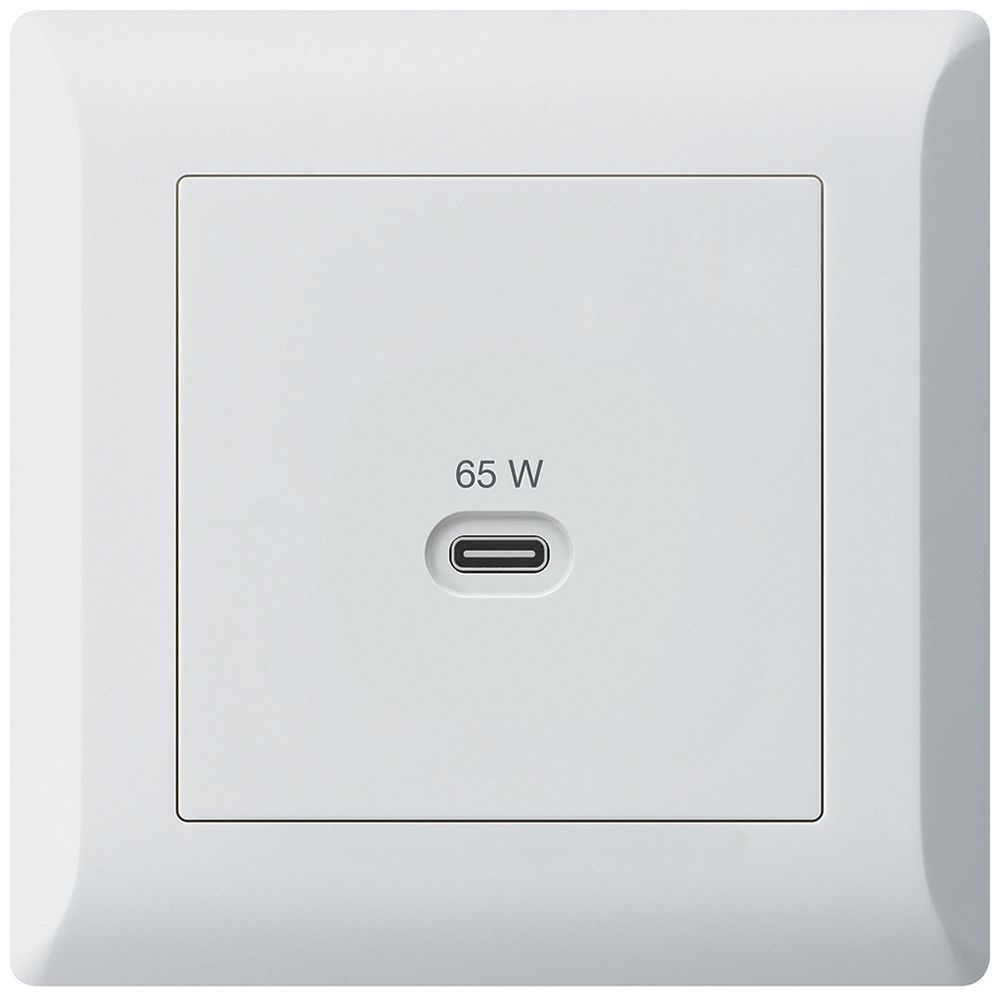 Prise de charge USB ENC Hager kallysto.line type C 65W 3250mA blanc