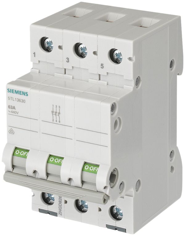 Interrupteur AMD Siemens SENTRON 5TL1, 80A/250V 3L 3F, 3UM