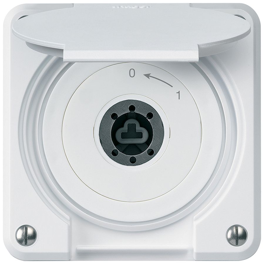 Contact pivotant à clé ENC robusto IP55 blanc avec clapet sans cylindre 2P combi