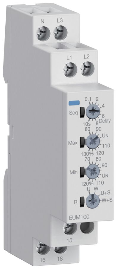 REG-Netzüberwachungsrelais Hager EUM100, 1LN/3LN 1W (5A/250V) 1TE