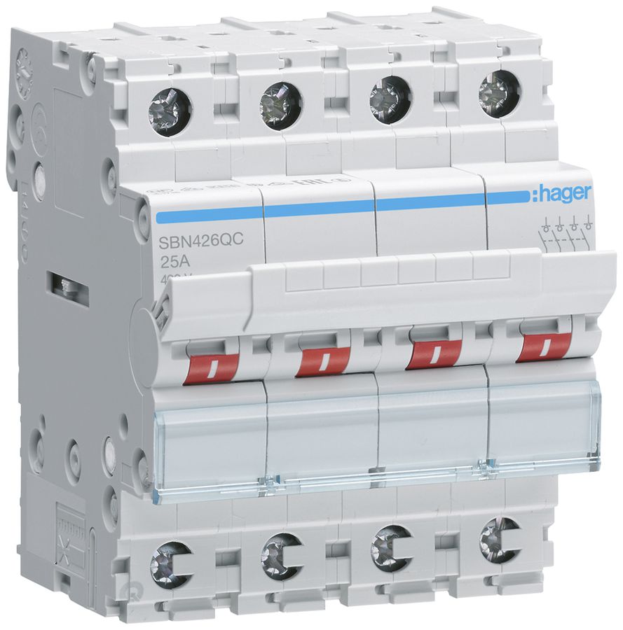 REG-Ausschalter Hager quickconnect 25A 400V 4 Schliesser 0 Öffner 0 Wechsler