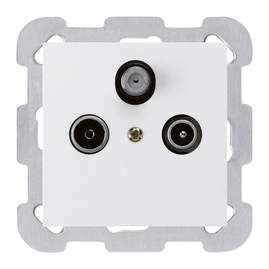 Prise ENC kallysto R/TV/SAT blanc avec plaque de fixation