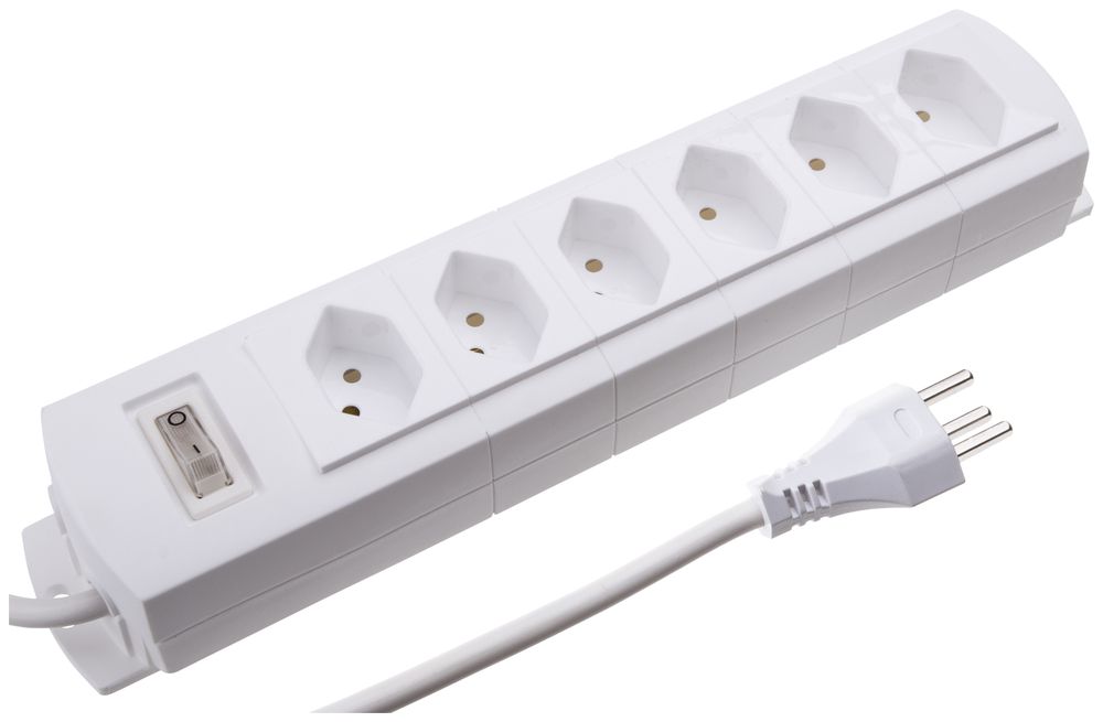 Prise multiple MH 6×T23 Prime-Line Td 3×1.5mm² 5m blanc