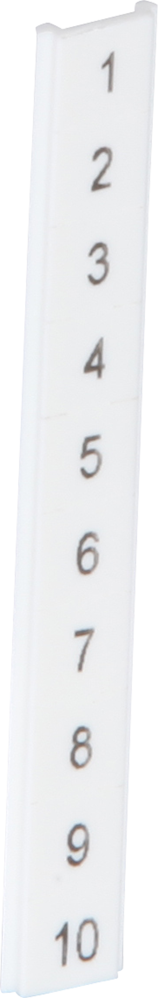 Zackband ZBF flach 1…10 weiss quer bedruckt mit 10 Schildchen 5mm