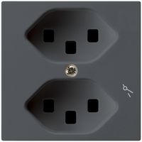 Steckdose Hager kallysto 2×T23 1×S A anthrazit