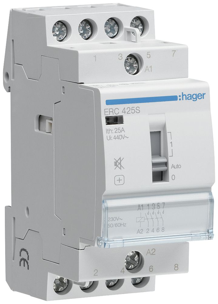 REG-Schütz Hager ERC 230VAC 4 Schliesser 0 Öffner 25A brummfrei 2TE