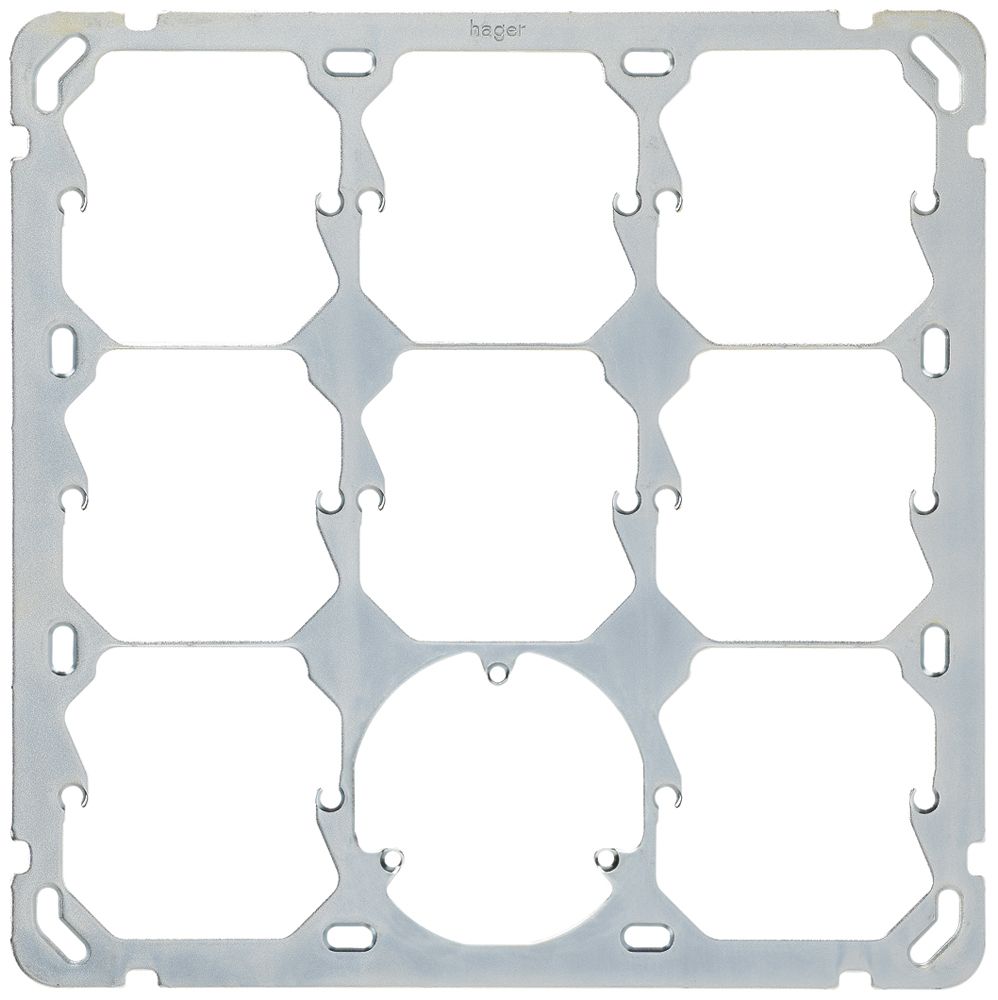 Plaque de fixation HA grd.3×3, verticale, 197×197mm, 7×52mm+3-points+52mm, acier