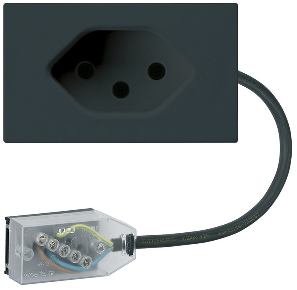 Prise INC 1×type 13 Hager FLF pour câble plat Technofil L1 noir