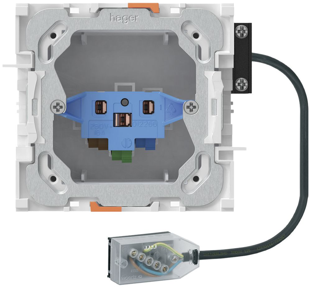 Prise INC 1×type 13/23, connexion câble plat Technofil, L1, Td 3×2.5mm²
