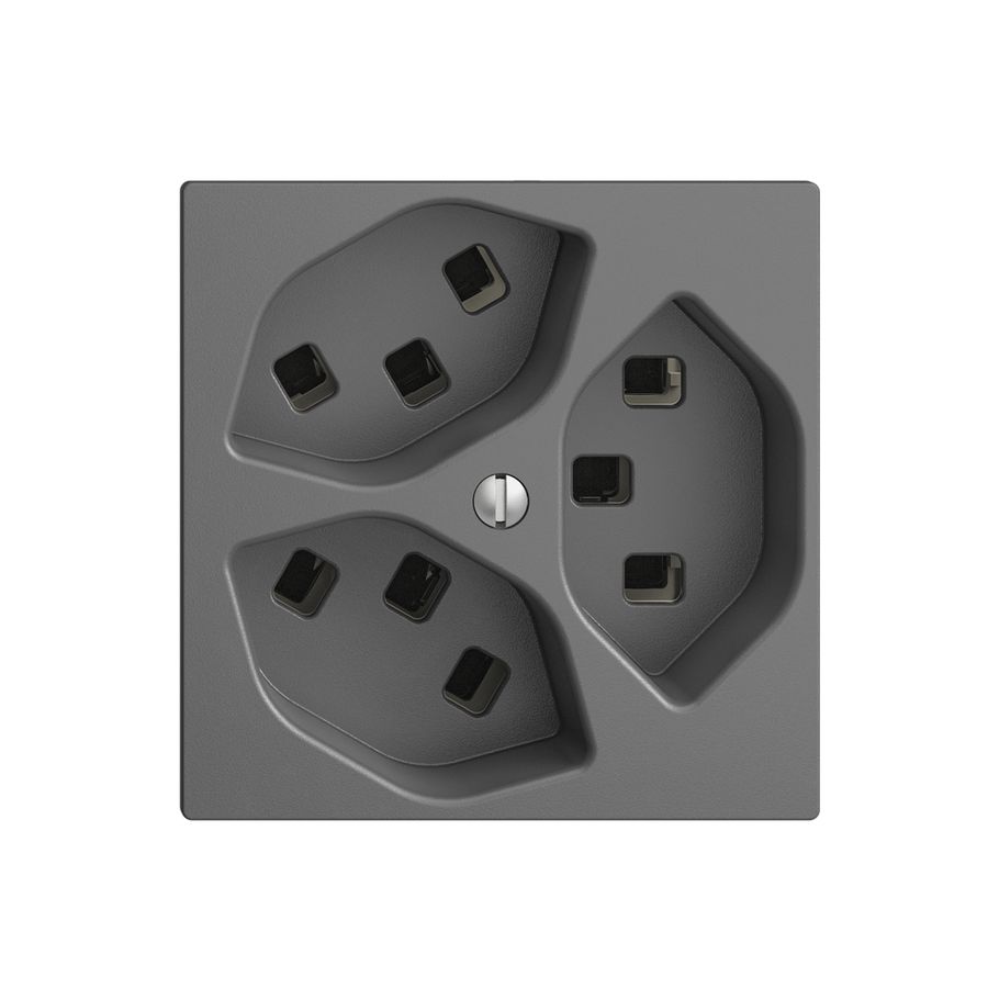 Steckdose EDIZIOdue 3×T23 dunkelgrau 16A, mit Steckklemmen