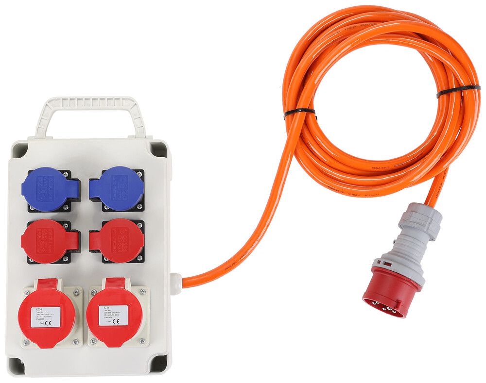 Stromverteiler Schönenberger 2×CEE16/5 2×T23 2×T25 IP44 5m