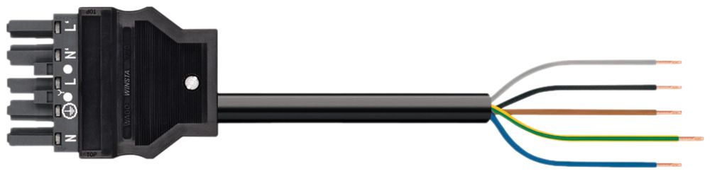 Anschlussleitung WAGO 5×2.5mm² 20A 400V 5m Cod.L Buchse-freies Ende grau