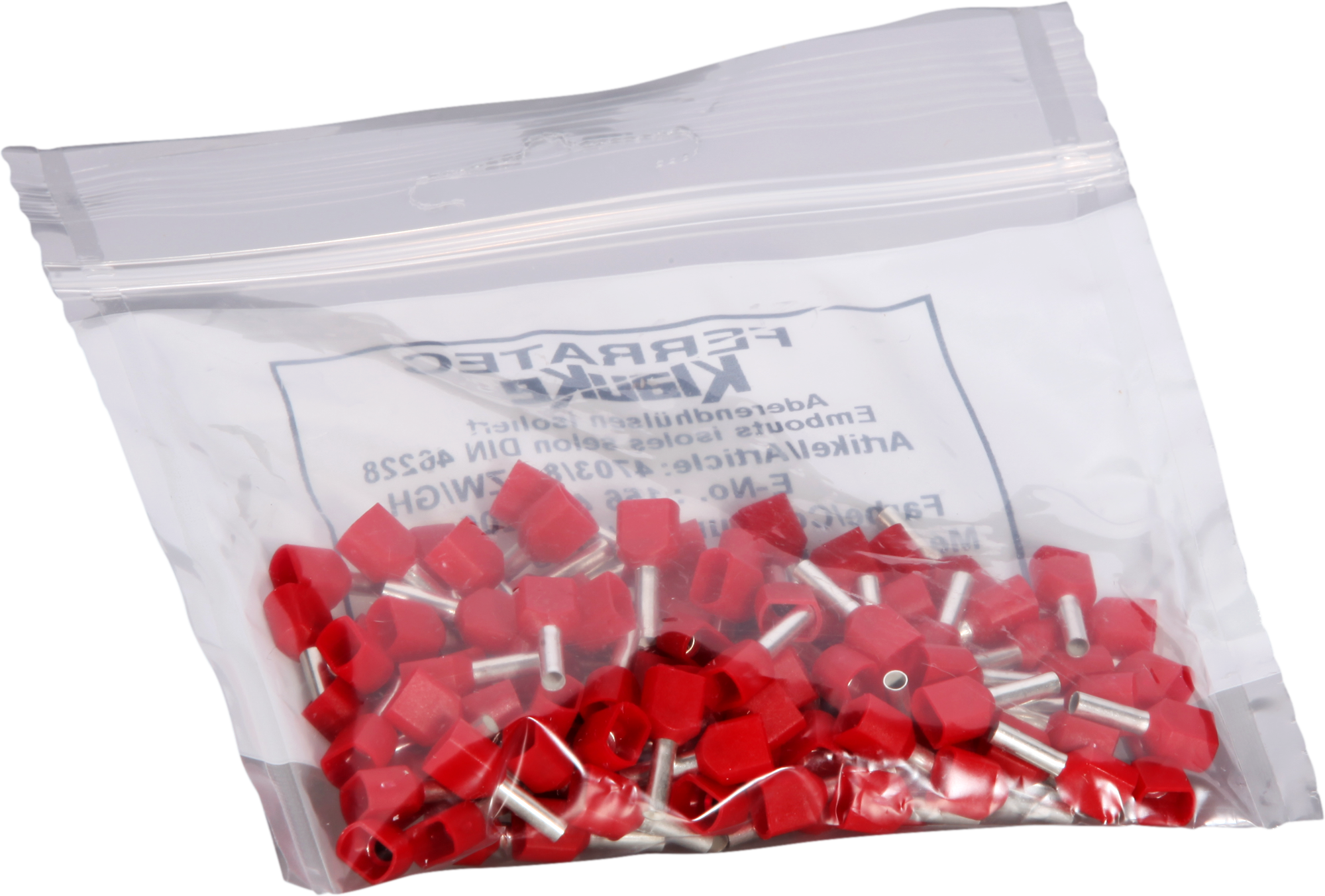 Zwillings-Aderendhülse isoliert 2×1mm²/8mm rot