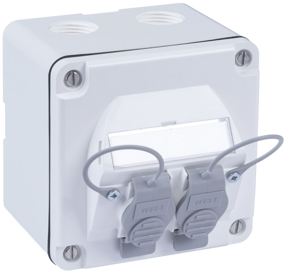 AP-Anschlussdose R&M SplashLine, für 2×Kat.6A, IP67, weiss