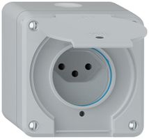 AP-Steckdose robusto 1×Typ 13 beleuchtet IP55 hellgrau