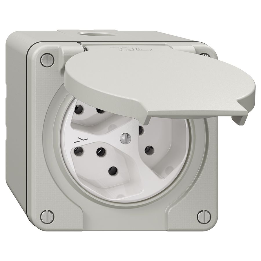 Prise NAP NEVO, 3×T13, IP21, 1×séparé, gris clair