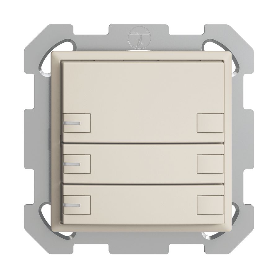 UP-KNX-Taster RGB EDUE, 250mW, m.RGB-LED, 3×Taste, 2×Tastenbelegung, crema