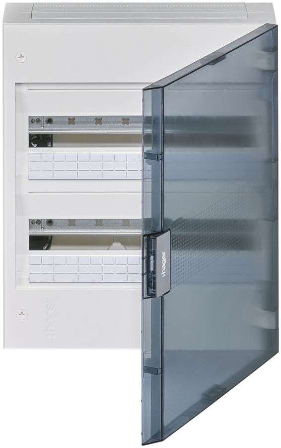 Coffret de distribution AP Hager vega 2 rangées 18UM porte IP40 400×475×146mm