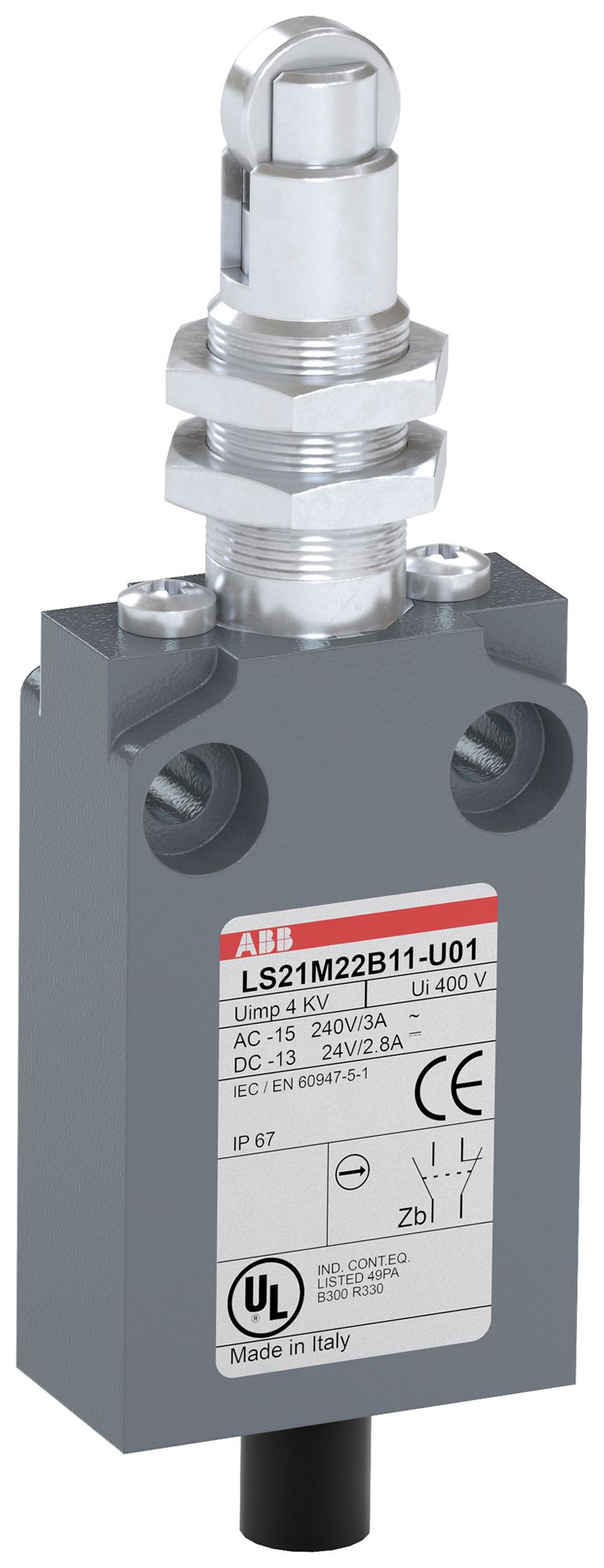 Interrupteur de position ABB LS2 boulon de pression à galet acier Zamak câble