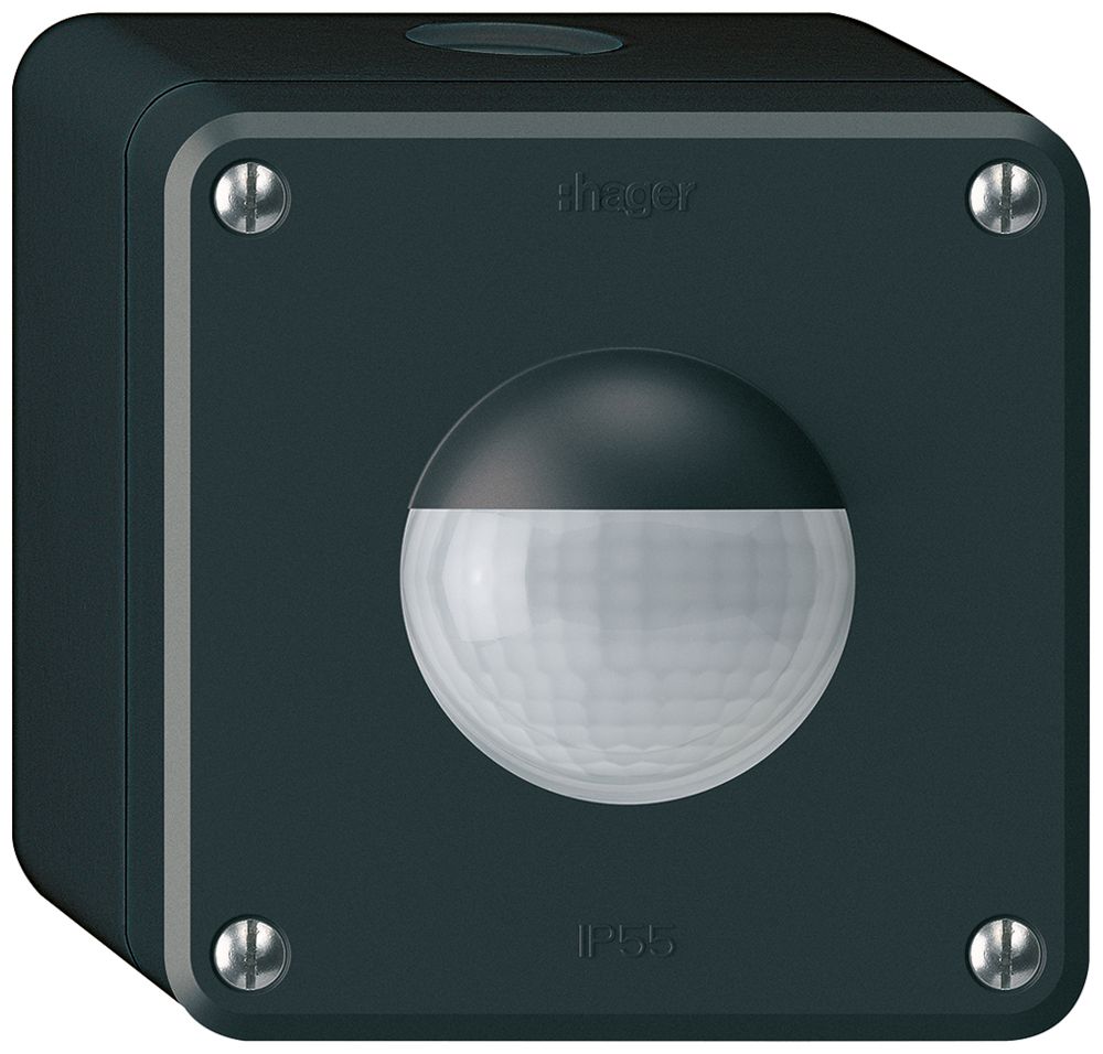AP-Bewegungsmelder Hager robusto IP55 3-Draht schwarz