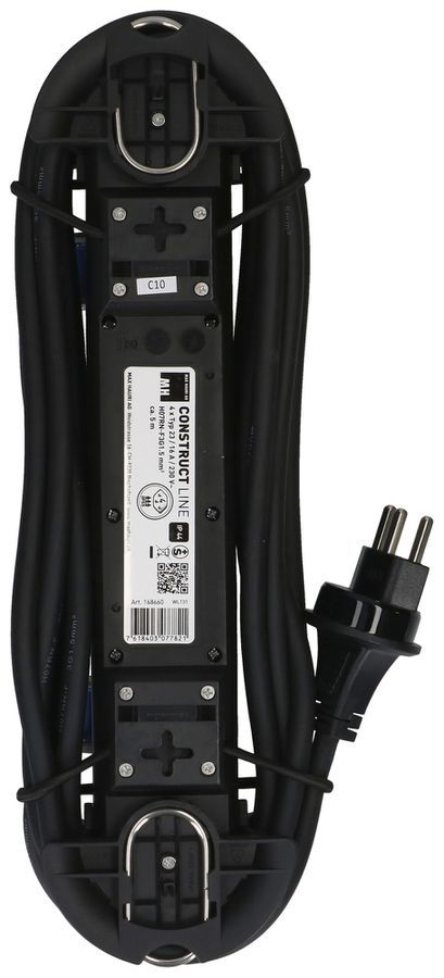Presa multipla MAX HAURI Construct Line 5m 4×T23 IP55 90° nero