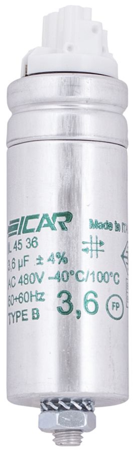 Kondensator ICAR IL 45/36 30X78MM 3.6µF 250V f.Leuchte (serie) Ø30×78mm
