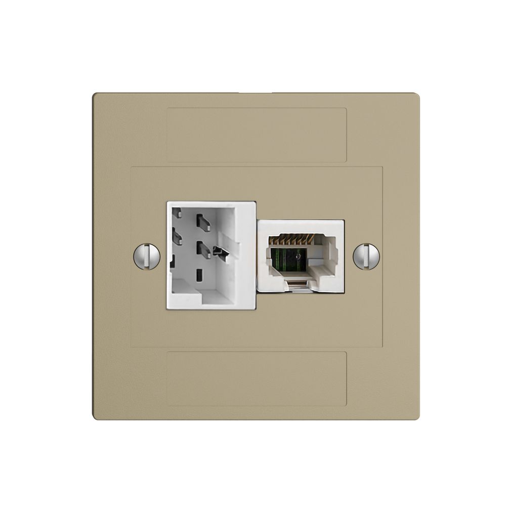 UP-Anschlussdose 1×TT,1×RJ45/u 4P EDIZIOdue sand ITplus ITM