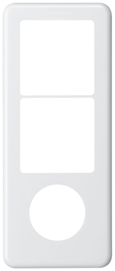 UP-Abdeckplatte 3×1 Hager basico 2×systo+1×Ø43mm weiss