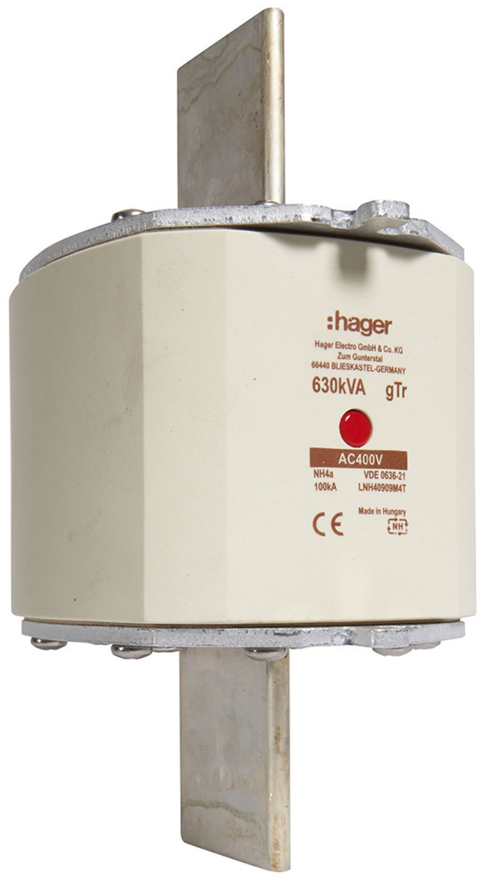Fusible HPC Hager DIN4 400VAC 909A 630kVA gTr avertisseur central inoxydable