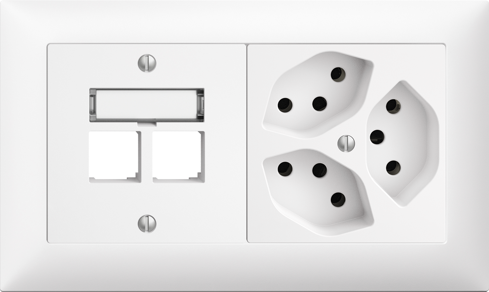 Combinaison ENC Edue 1×2, S-One p.2×RJ45 + Prise 3×T13 bc