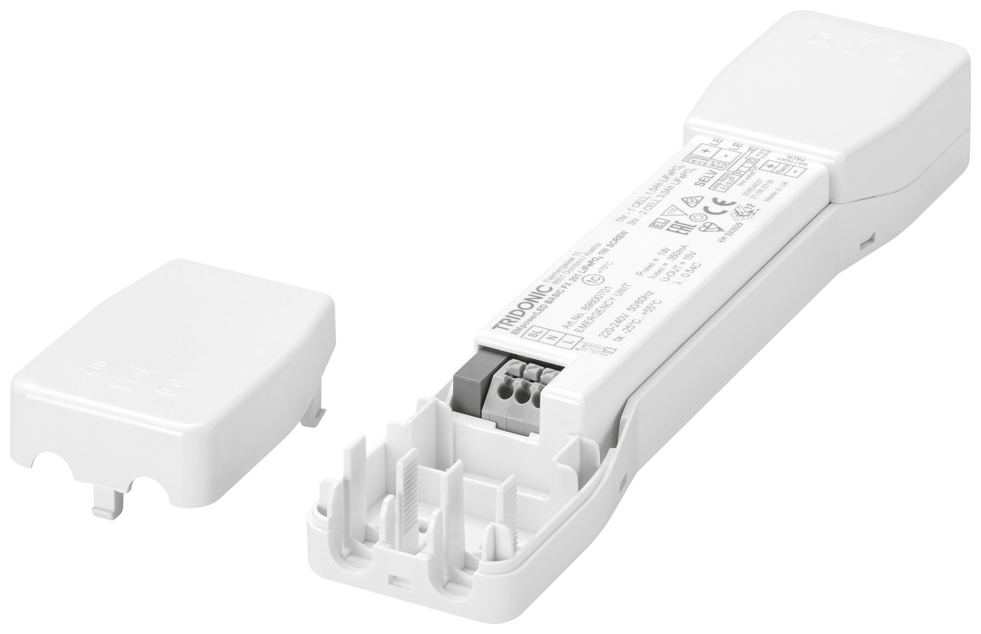Décharge de traction Tridonic EM pLED SR 200×43×25.5mm blanc