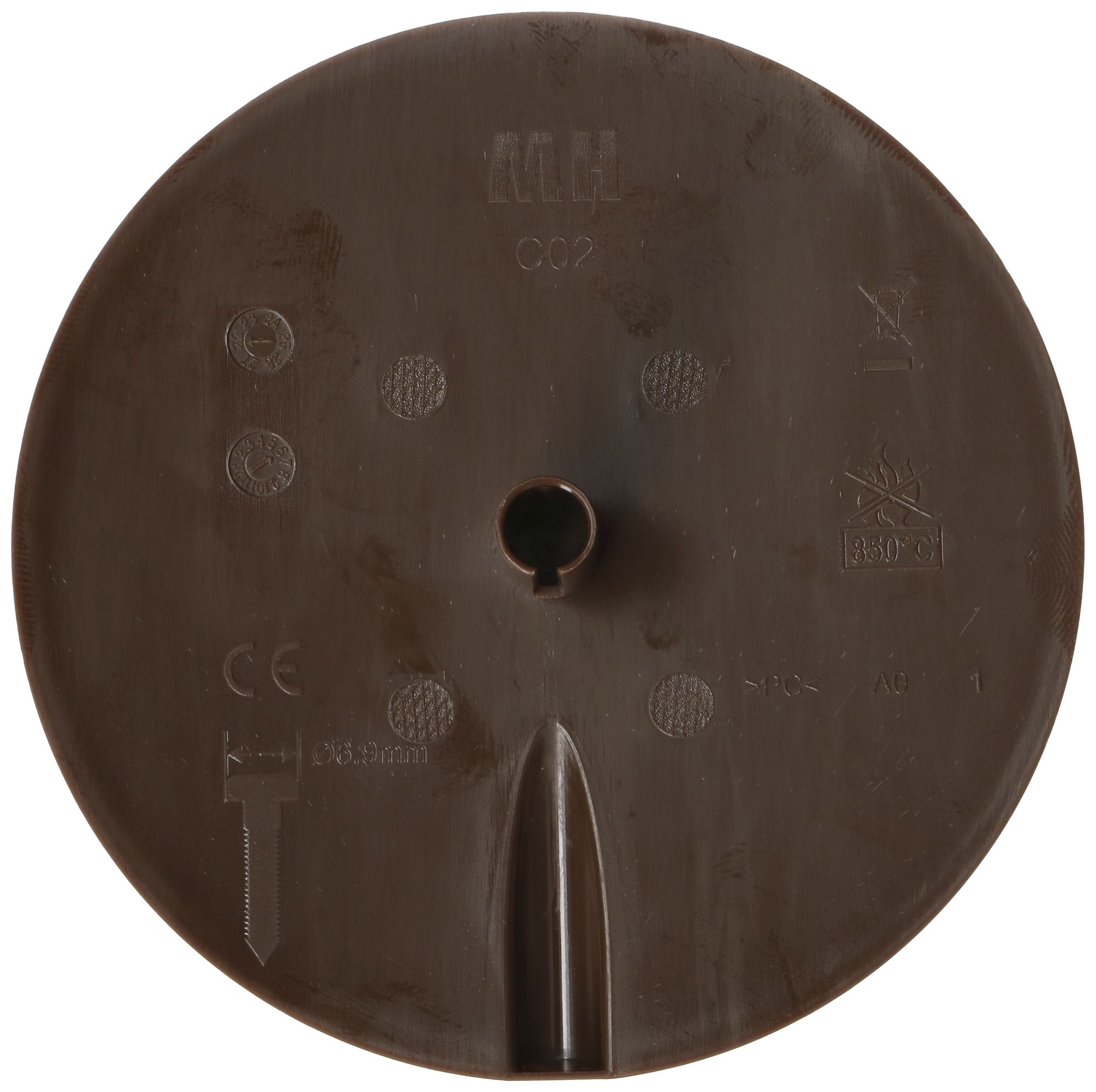 Rosace de plafond MH clips à ressort+entrée enfichable Ø98×9mm brun