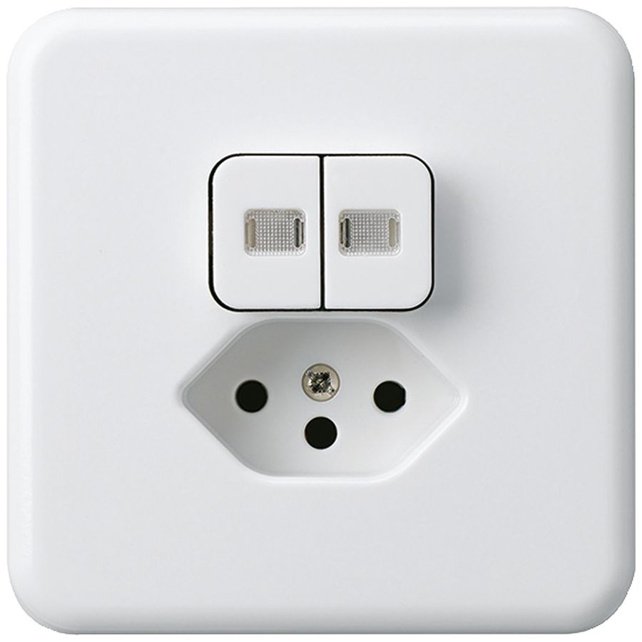 UP-Kombination beleuchtet 1/3+3/1L+Typ 13 basico ws 2 Linsen für BOMI