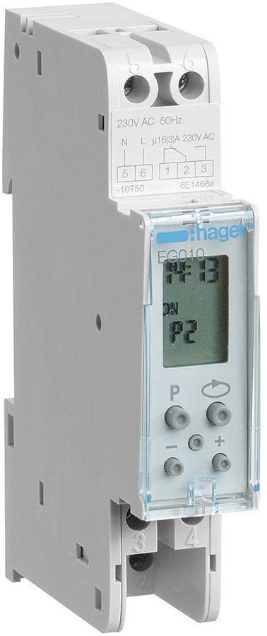 Timer Hager digitale giornaliero 1 canale 1 invertitore 16A 1 UM