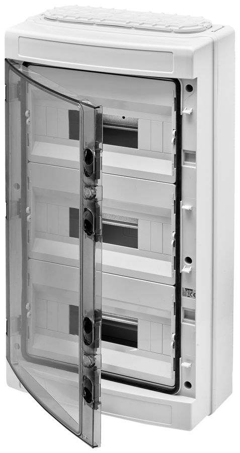 Coffret de distribution AP Gewiss 40 CDE 3 rangées 12UM porte IP65 570×298×140mm