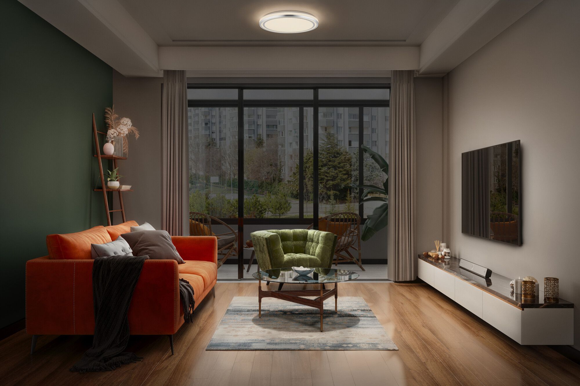 LED-Deckenleuchte LEDVANCE Orbis Helman 16W 1100lm 830 Ø295×65mm Silber