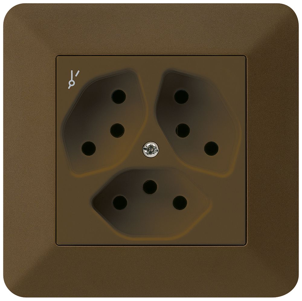 UP-Steckdose kallysto.trend 3×T13/1 braun mit Kinderschutz