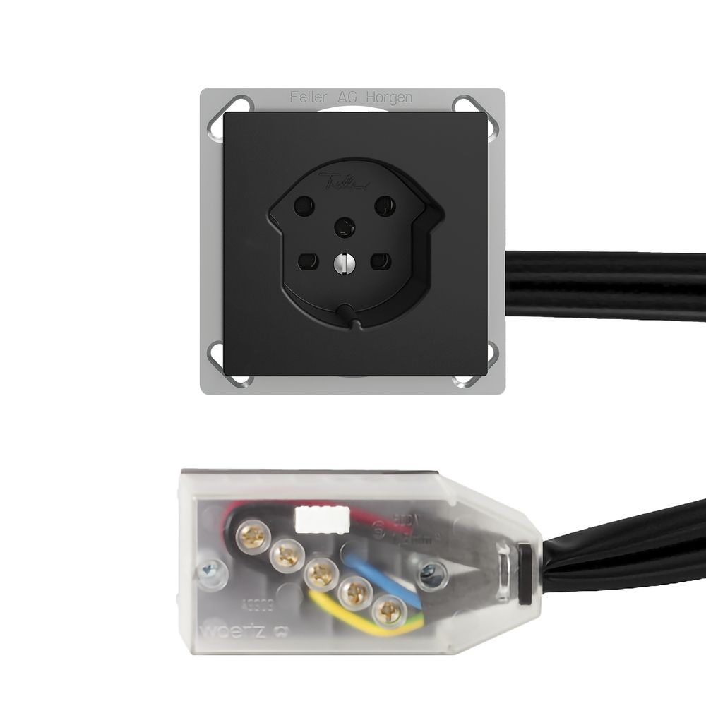 Prise INC EDIZIOdue T15 noir pour câble plat Technofil