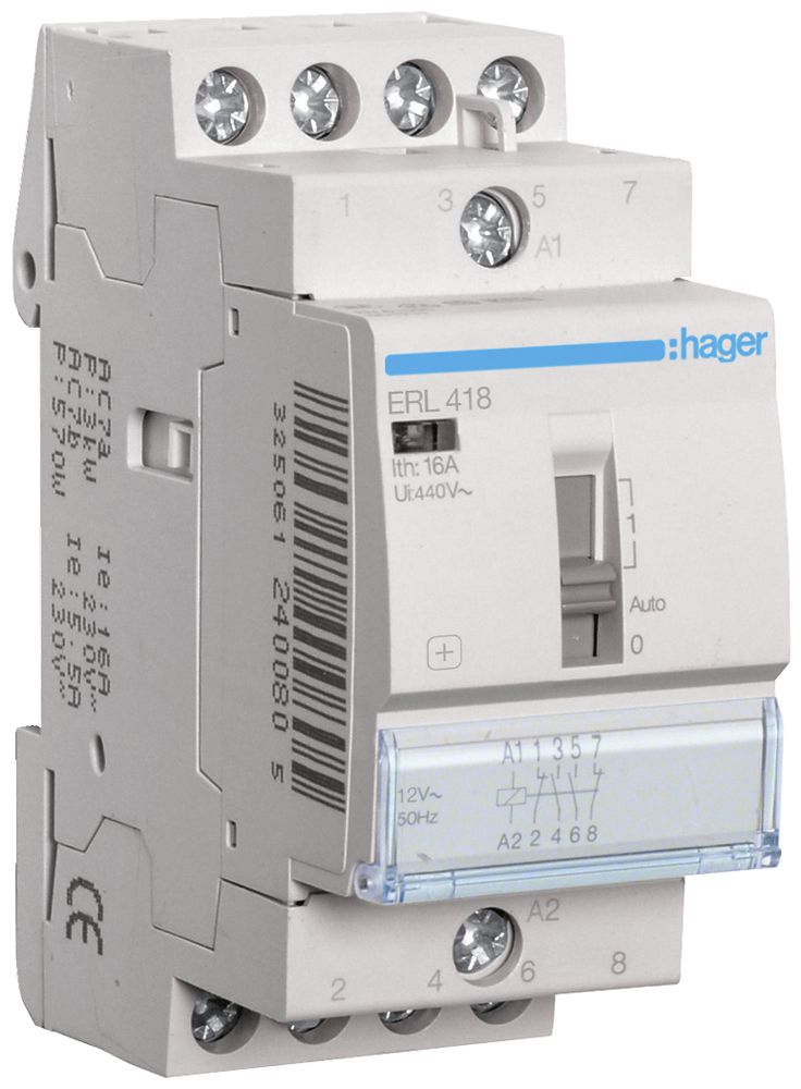 REG-Schütz Hager 12VAC 2 Schliesser 2 Öffner 16A 2TE