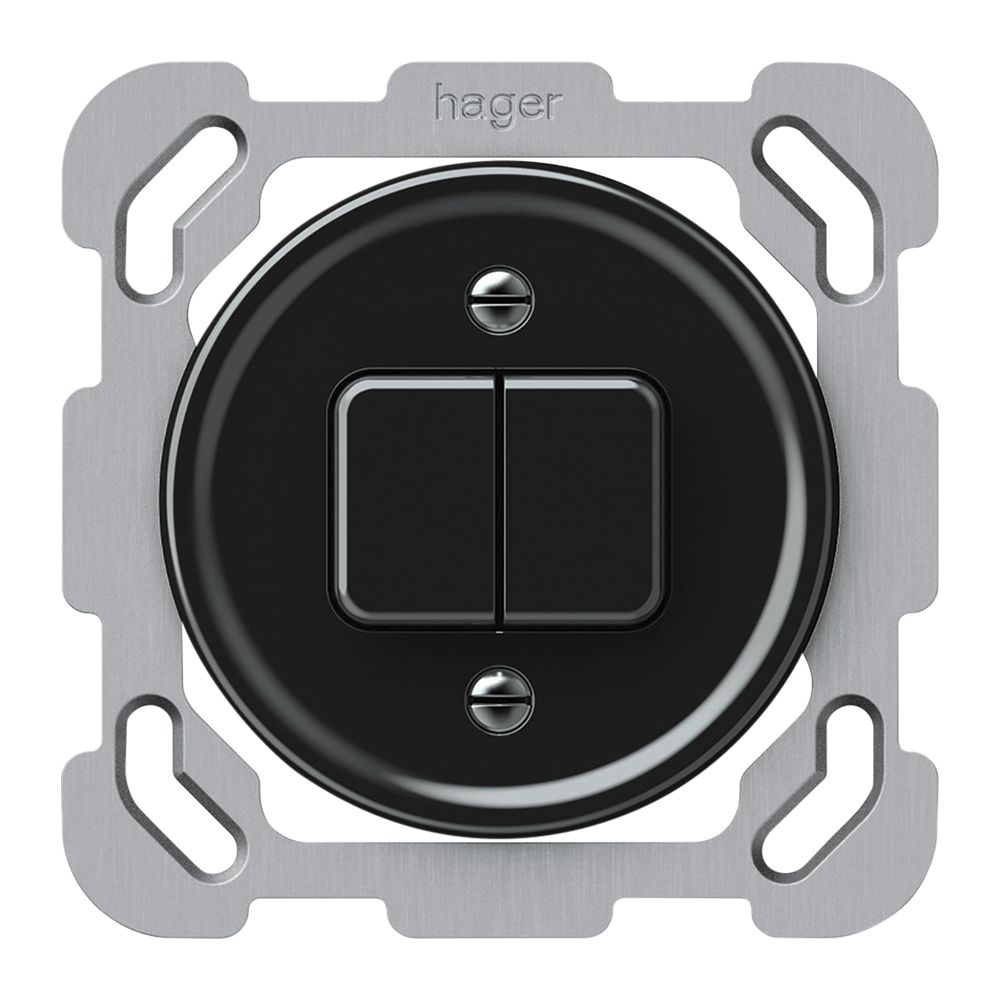 Interruttore a pulsante INC origin sch 1 (3+3) 77×77mm nero