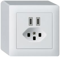 AP-USB-Ladesteckdose Hager kallysto C-C 20W+T23 5V 86×86mm weiss
