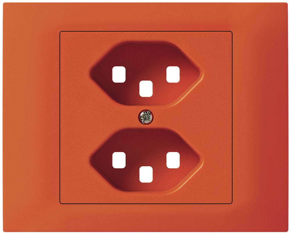 EB-Frontset kallysto f.Einbausteckdose G3 2×T23 Abdeckrahmen schraubbar orange
