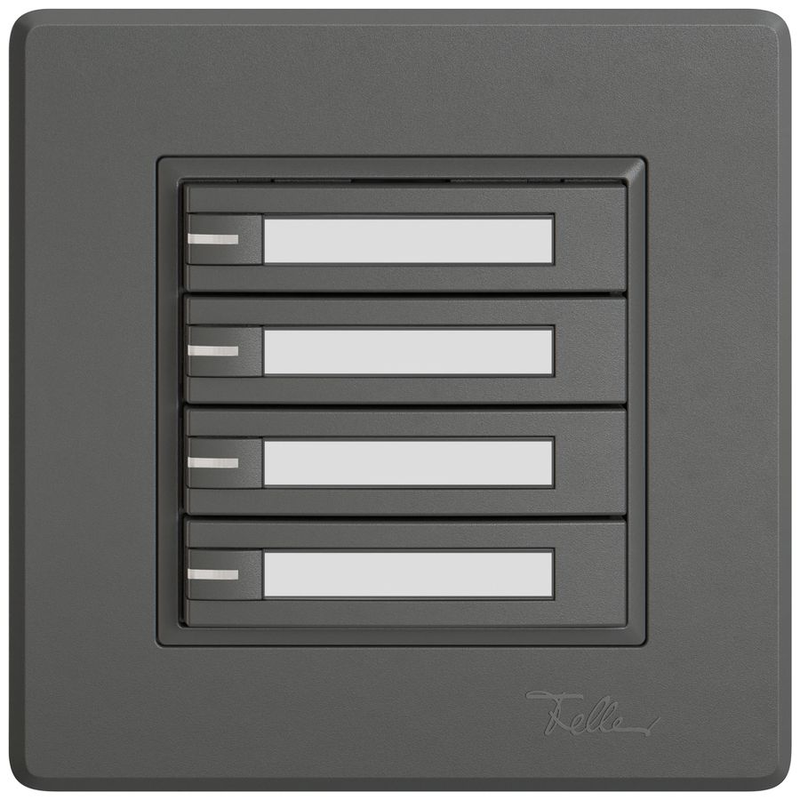 Poussoir universel ENC EDIZIO.liv UNI SNAPFIX® 5…48V a.LED 4× comm.1T étiqu.grf